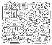 联系和支持相关对象和元素。手绘矢量涂鸦插图集合。手绘图案设计 联系和支持相关对象和元素。手绘矢量涂鸦插图集合。手绘图案设计