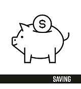 会计行图标概念。保存线路图标设计。