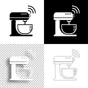 聪明的搅拌器。图标设计。空白,白色和黑色背景-线图标 聪明的搅拌器。图标设计。空白,白色和黑色背景-线图标