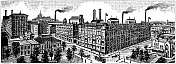 美国，威斯康星州地标和公司的古董插图:密尔沃基，Pabst酿造公司