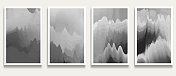 向量梯度流动单色山水彩水墨场景图案横幅卡设计元素，插图抽象背景集合