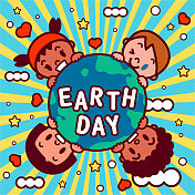 世界各地可爱的孩子庆祝地球日