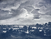 月光下的河流景观 月光下的河流景观