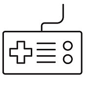 复古街机游戏控制器细线图标可编辑的笔画