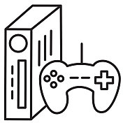 复古街机游戏控制台与控制器细线图标编辑中风 复古街机游戏控制台与控制器细线图标编辑中风