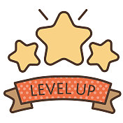 复古街机游戏升级成就彩色细线图标可编辑的笔画 复古街机游戏升级成就彩色细线图标可编辑的笔画