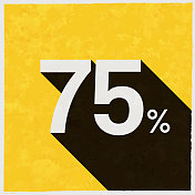 75% - 75%。图标与长阴影的纹理黄色背景