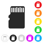 记忆卡- Micros SD。彩色按钮上的图标