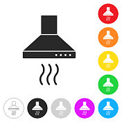 厨房罩。彩色按钮上的图标