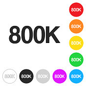 800K, 800000 - 80万。彩色按钮上的图标 800K, 800000 - 80万。彩色按钮上的图标