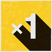 x1,一次。图标与长阴影的纹理黄色背景