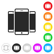 的智能手机。彩色按钮上的图标 的智能手机。彩色按钮上的图标