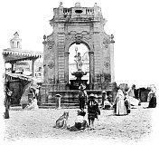 海王星喷泉在Corregidora广场Querétaro城，墨西哥- 19世纪
