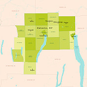 纽约安大略县矢量地图绿色