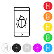 智能手机与错误。彩色按钮上的图标 智能手机与错误。彩色按钮上的图标