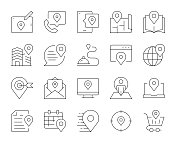 全球定位概念-细线图标 全球定位概念-细线图标