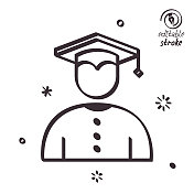 毕业典礼俏皮线条插图 毕业典礼俏皮线条插图