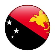 巴布亚新几内亚国旗。矢量图标。用于web, app, ui的玻璃按钮。光滑的旗帜。