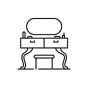 梳妆台，家具线图标
