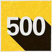 500 - 500。图标与长阴影的纹理黄色背景