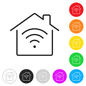 智能家居。彩色按钮上的图标