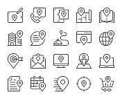 全球定位概念-轻线图标 全球定位概念-轻线图标