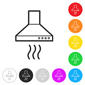 厨房罩。彩色按钮上的图标 厨房罩。彩色按钮上的图标