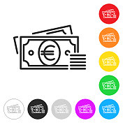 欧元-现金。彩色按钮上的图标