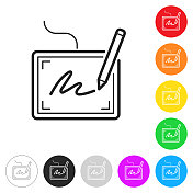 电子签名。彩色按钮上的图标 电子签名。彩色按钮上的图标