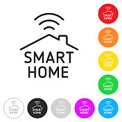 智能家居。彩色按钮上的图标