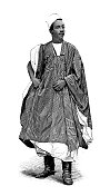古董插图:Abdou-Lahi，苏丹传统服装