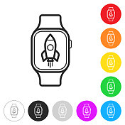 Smartwatch火箭。彩色按钮上的图标
