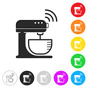 聪明的搅拌器。彩色按钮上的图标 聪明的搅拌器。彩色按钮上的图标