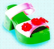 绿色和粉色的鞋子