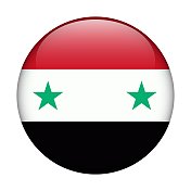 叙利亚国旗。矢量图标。用于web, app, ui的玻璃按钮。光滑的旗帜。