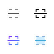 条形码阅读器图标设计在四种风格与可编辑的笔画。线，实线，平线和颜色梯度线。适合网页，手机App, UI, UX和GUI设计。