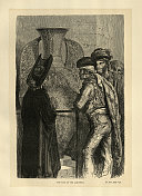 阿尔罕布拉花瓶,摩尔人陶器,穿着西班牙传统服装的男人,19世纪的西班牙 阿尔罕布拉花瓶,摩尔人陶器,穿着西班牙传统服装的男人,19世纪的西班牙