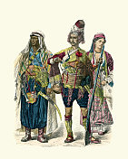 中东地区的传统服饰，黎巴嫩的马龙派服饰，泽贝克居民和黎巴嫩的基督教妇女，19世纪的历史时尚