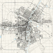 温尼伯，马尼托巴，加拿大矢量地图