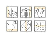 农场和农业线图标设计