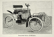 古董插图，德考维尔早期汽车，19世纪90年代