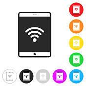 带wifi的平板电脑。彩色按钮上的图标 带wifi的平板电脑。彩色按钮上的图标