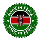 肯尼亚制造的徽章向量。贴纸上有星星和国旗。标志孤立在白色背景上。