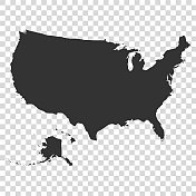 透明背景的美国地图。