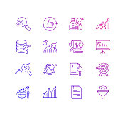 研究和分析相关矢量线图标的简单集合。大纲符号集合。 研究和分析相关矢量线图标的简单集合。大纲符号集合。