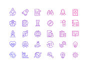 简单的启动相关矢量细线图标集合。大纲符号集合。