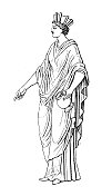 古董雕刻插画，文明:希腊和罗马的神和神话，西布莉