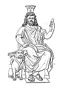 古代雕刻插画,文明:希腊罗马诸神与神话,冥王(冥王星) 古代雕刻插画,文明:希腊罗马诸神与神话,冥王(冥王星)