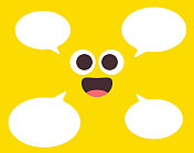 黄色背景的表情符号，带有语音泡泡