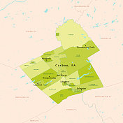 PA碳县矢量地图绿色